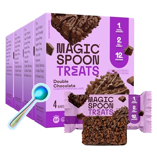 Magic Spoon Treats - 16 High Protein Bars, Double Chocolate - High Protein Gluten Free Snack - Sugar & Gluten Free Protein Cereal Bar - Low Carb, Keto Friendly - Healthy Snacks for Adults