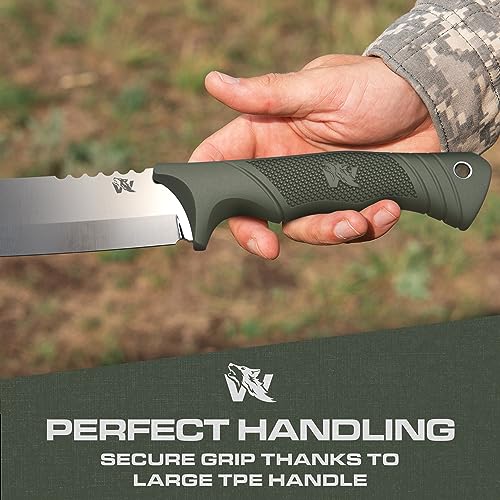 Image of ODENWOLF W Machete - Survival Machete Full Tang with Sheath - Strong D2 Steel Knife Machete for Cutting Trees, for Yard Work, and for Bushcrafting and Big Tactical Knife with TPE-Handle