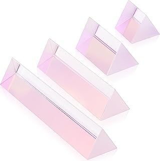 4 Pcs Optical Glass Triangular Prism 1" 2" 4" 6" Lengths Equilateral Prisms Set Glass Prism Rainbow Prism Photography Prism Crystal Prism for Teaching Light Spectrum Physics Photo Photography
