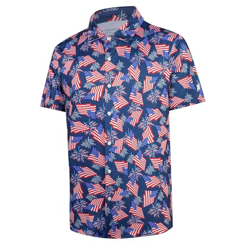 FT FENTENG Mens Hawaiian Shirts Regular Fit Short Sleeve Casual Button Down Summer Tropical Beach Shirts