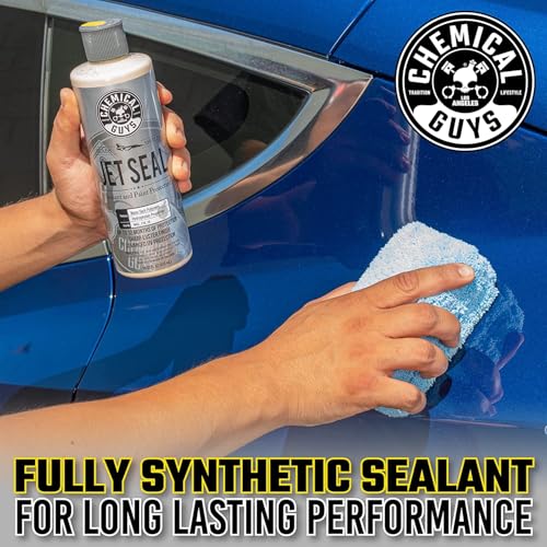 Chemical Guys JetSeal Sealant and Paint Protectant Kit with 2 Applicator Pads: Durable Synthetic Protection for Cars, Trucks, Motorcycles, RVs, and More, Creates High Gloss Mirror Shine Finish