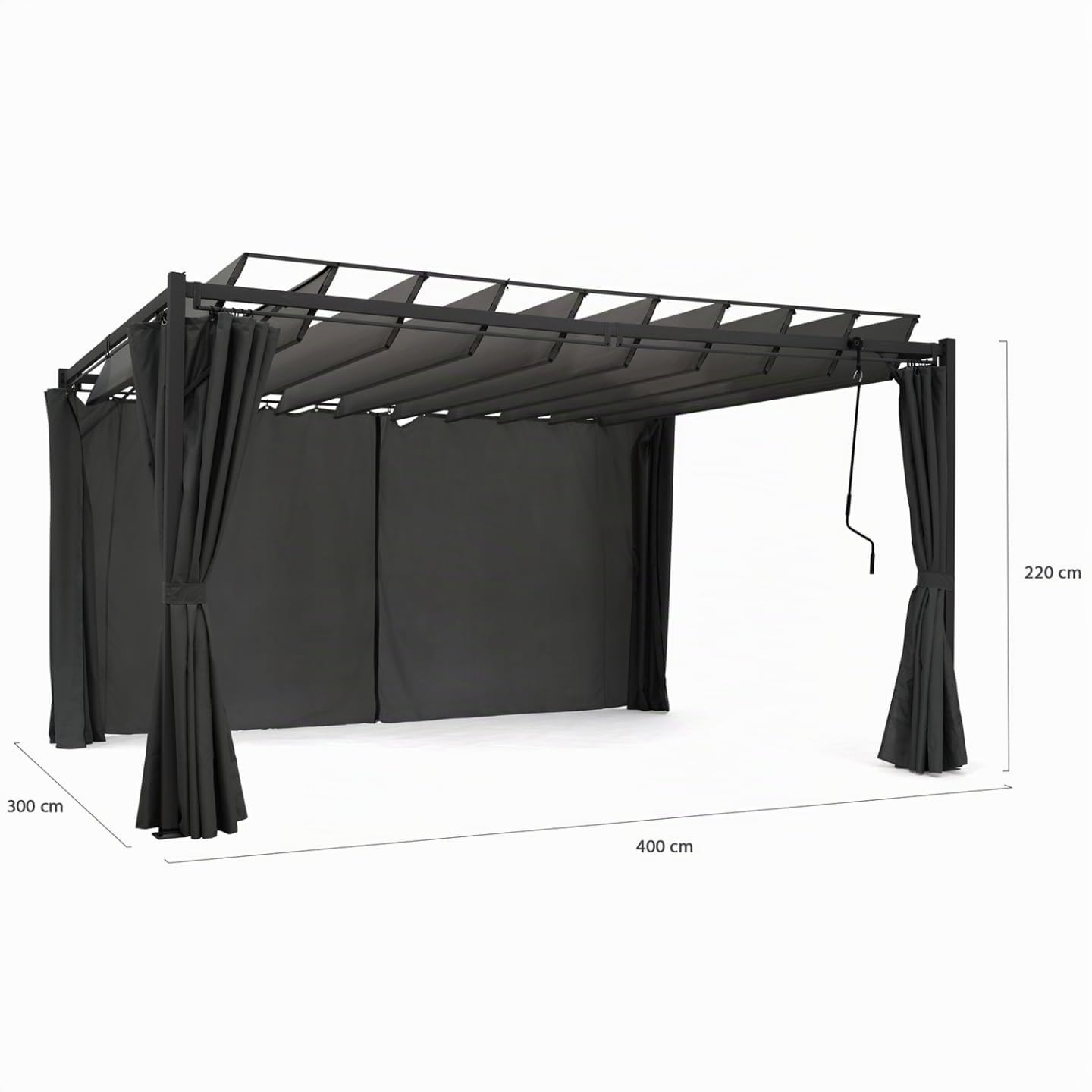 IDMarket - Pergola édition suprem Lames orientables 3x4 M et 4 Rideaux