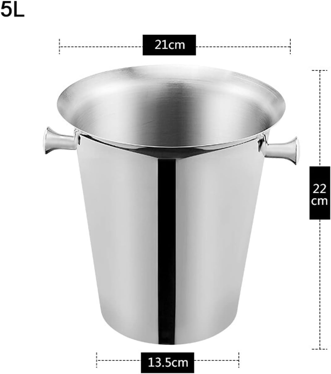 Cubitera Botella Vino Cubo de Hielo de Acero Inoxidable para Fiestas navideñas, Recipiente para Bebidas de Gran Capacidad de 5 l, para Vino, champán y Cerveza