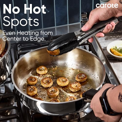 Image of CAROTE 18pcs Stainless Steel Cookware Set with Detachable Handle, Nonstick Pots and Pans Set, Induction Kitchen Cookware Sets with Removable Handle, RV Cookware Set, Oven Safe, Camping Cookware, Black