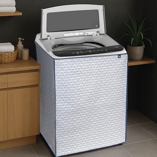Image of Homestrap Top Load Washing Machine Cover | Waterproof & Dustproof Fabric Protector | Fits 6-7.5 kg Fully Automatic Machines | Compatible with LG, Samsung, Whirlpool, IFB & More | WHITE