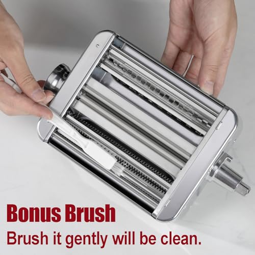 All-Metal-Pasta-Maker-Attachment-for-KitchenAid-3-In-1-Pasta-Attachment-for-Kitchen-Aid-Stand-Mixer-8-Gears-Adjustable-Pasta-Roller-Attachment-for-Fettuccine-Linguine-Pasta-Sheets All Metal Pasta Maker Attachment for KitchenAid 3 In 1 Pasta Attachment for Kitchen Aid Stand Mixer 8 Gears Adjustable Pasta Roller Attachment for Fettuccine Linguine Pasta Sheets