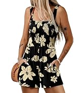 Dokotoo Women's Summer Casual Smocked Rompers Square Neck Sleeveless Loose Shorts Jumpsuits 2026 ...