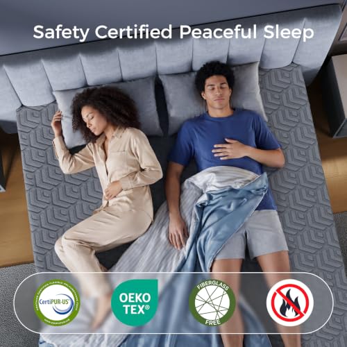 Image of Yaak 14 Inch Queen Memory Foam Mattress, Cooling Gel Made in USA, Grey