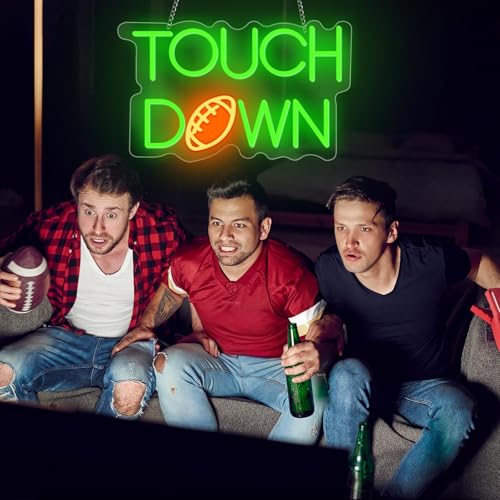 Image of Football Touch Down Neon Sign for Wall Decor, LED Signs, Shaped Neon Light Rugby Lights for Man Cave, Teens, Boys, and Girls' Bedrooms and Game Rooms Decor Fans Present