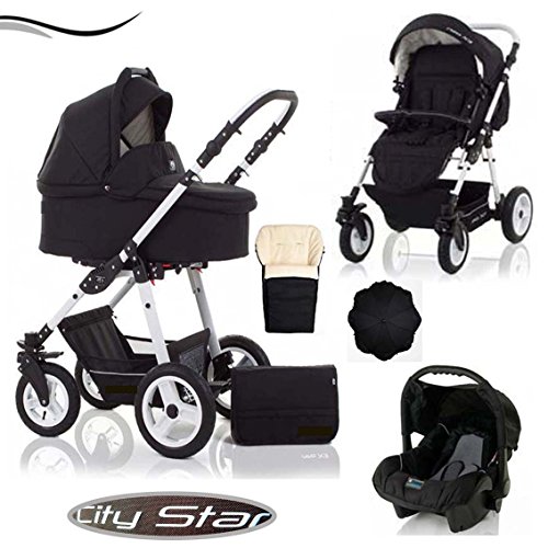 18 teiliges Qualitäts-Kinderwagenset 5 in 1"CITY STAR" in 35 Farben Cover