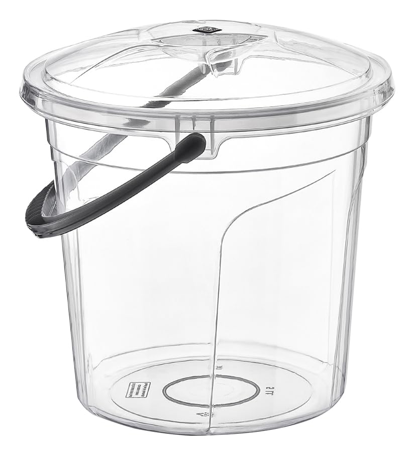 Best House Bucket with Lid - 15 Litres, Plastic Storage Container, Multipurpose Clear Storage Bin/Bucket With Lid and Handle (Pack of 2)