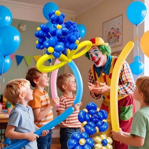 Image of 260 Blue Long Balloons for Balloon Garland Thickening Skinny Latex Twisting Animals Modeling Christmas Birthday Wedding Party Festival Decorations 100pcs