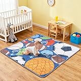 BQKOZFIN プレイマット ベビーマット 127x127x極厚2cm 折りたたみ 安全検査済み 大判 赤ちゃん 子供ゲームパッド 赤ちゃんプレイマット 滑り止め 防音 安全素材 一枚入り（127x127x2cm，球形の図案）