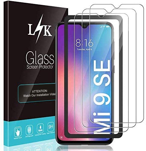 L K 3-Unidades Protector de Pantalla para Xiaomi Mi 9 SE, Cristal Vidrio Templado Premium [Dureza 9H] [Funda Compatible] [Anti-Arañazos] [Sin Burbujas] [Sin Bordes Levantados] [Instalación Fácil]