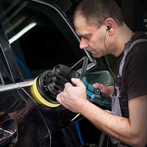 Cordless Car Buffer Polisher, Brushless 6 Inch Portable Buffer Polisher Kit with 2 Pack 21V Rechargeable Batteries, 6 Variable Speed Used for Car Detailing/Waxing