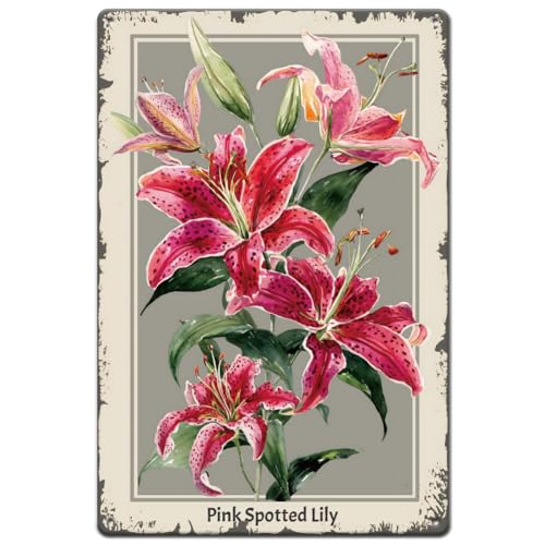 SUPERDANT Plaque Metal Vintage Lys Étain Coloré Art Mural Fer Fleur Plaque Metal Decorative Florale Enroulée Affiche Vintage Facile Pour Cuisine Chambre...