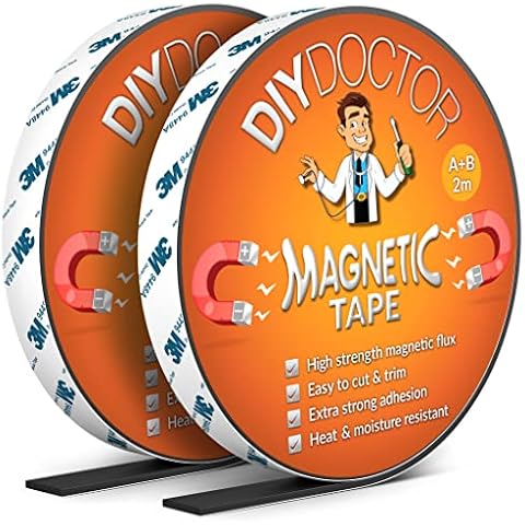DIY Doctor - A+B Magnetic Tape - Magnetic Strips Self Adhesive - Cut To Fit Magnetic Strip - 2m + 2m A and B Polarity - Self Adhesive Magnets - Magnet Strips Cover