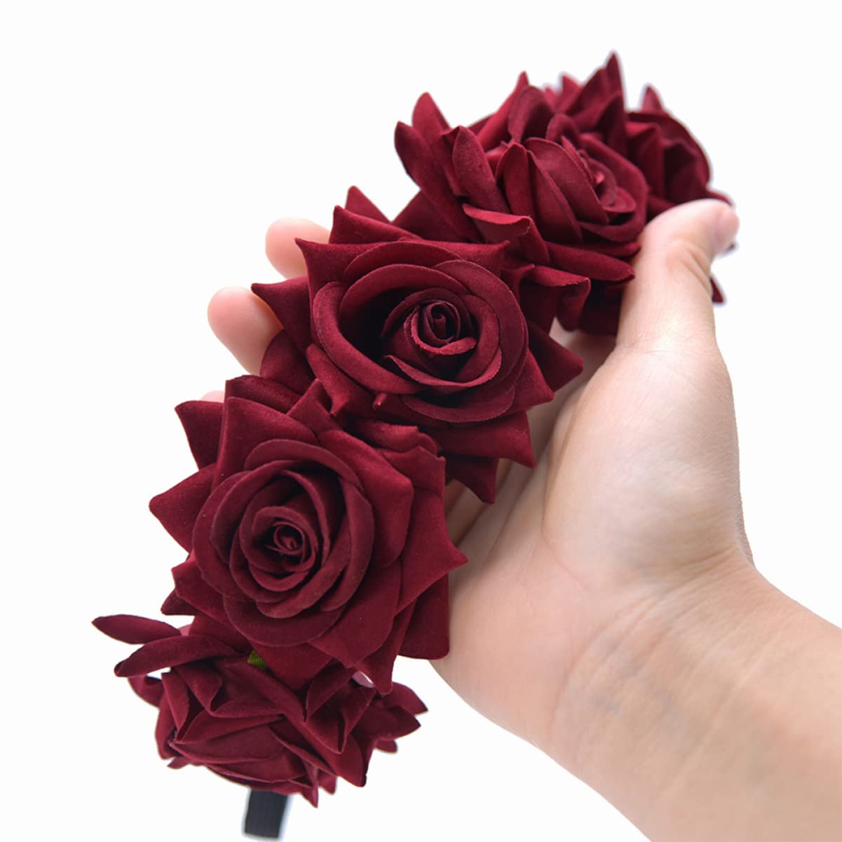 3 Piezas Aureola De Flores Diadema Floral Elástica Accesorios De Decoración Para El Cabello Diadema De Flores Tocado De Artificiales Flor De La Boda Nacarado Rosa Novia