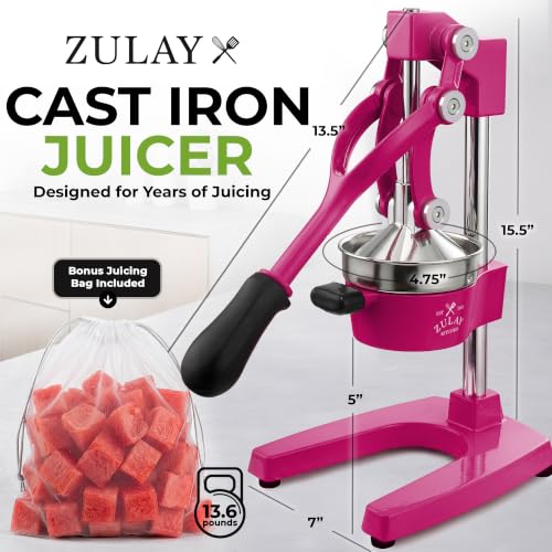 Image of Zulay Kitchen Cast Iron Juicer - Heavy Duty Manual Juicer with Detachable Strainers for Easy Cleaning, Orange Juice Press for Citrus Fruits, Perfect for Bartenders, Juice Lovers & Health Enthusiasts