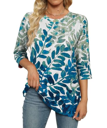 Image of JomeDesign Sweaters for Women 3 /4 Sleeve Tops Round Neck Loose Casual Blouses