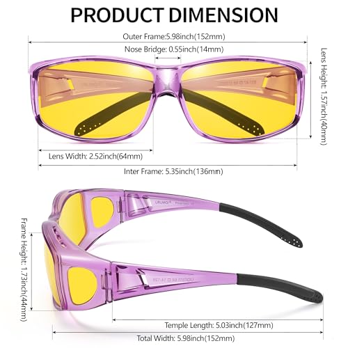 Image of URUMQI Night Vision Driving Glasses Fit Over Eyeglasses for Men Women