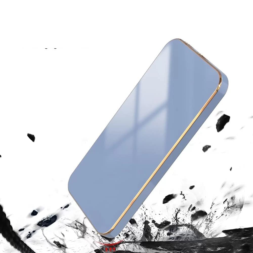 Erams Online for Samsung Galaxy M32 4G / M32 Prime Luxury Square Plating Case Solid Color Soft Silicone Back Cover for Samsung Galaxy M32 4G / M32 Prime (Blue)