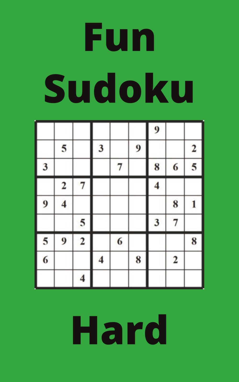 Green Fun Sudoku Book, 9x9 Puzzles, 300 Pages, 5x8, Hard