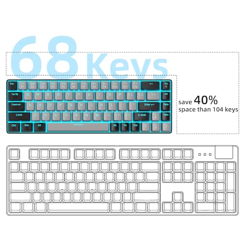 Image of MageGee Portable 60% Gaming Mechanical Keyboard, Minimalist MK-Box Ice Blue Backlit Compact 68 Keys Wired Office Keyboard with Blue Switch for Windows Laptop PC Mac Convenient(Black & Grey)