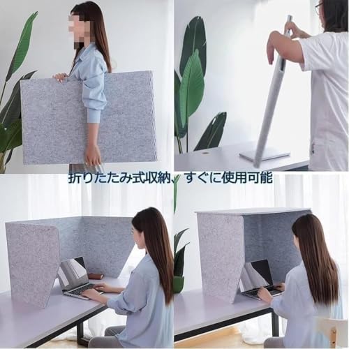 Buyira卓上防音ブース 折り畳み式 吸音フェルト ルーフ付き デスクパーテーション 防音パネル ケーブル通し穴付き 組立簡単 テレワーク 学習 オフィス 自宅作業 集中環境 (60×80×60センチメートル,オレンジ) [並行輸入品] [5]