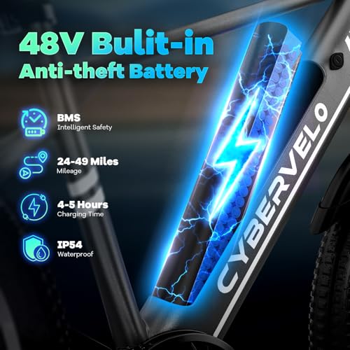 Image of Cybervelo 750W Peak Electric Bike for Adults,up 80 Miles Removable Battery Ebike, 26 inch Electric E Bike with 7-Speed,Adult Electric Bicycles for Commute Beach Snow Womens /Man All Terrain
