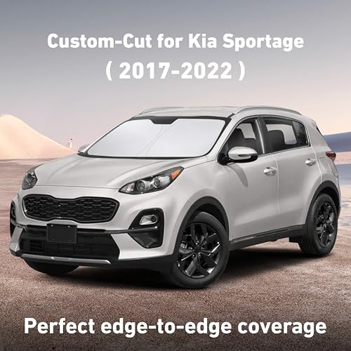 Image of EcoNour Windshield Sunshade Compatible for Kia Sportage 2017-2020 2021 2022, Sun Visor for Front Windshield & Window Sun Shade Cover, UV Heat Blocker & Protector, Car Accessories
