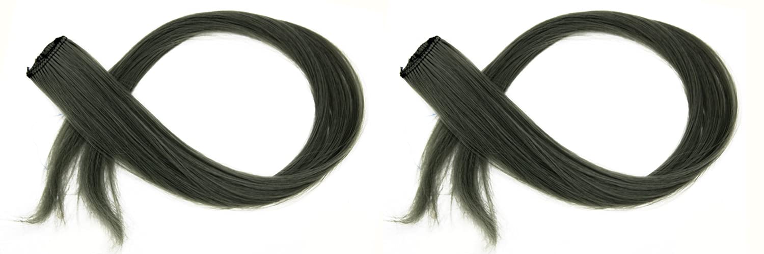 Kabello Color Highlighter Hair Streak Extension For Women/Girls (2 Pcs) (DARK GREEN)-image-7