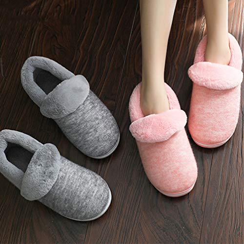 Pantufas macias de pelúcia para uso , pantufas antiderrapantes para homens e mulheres, Cinza, 41-42