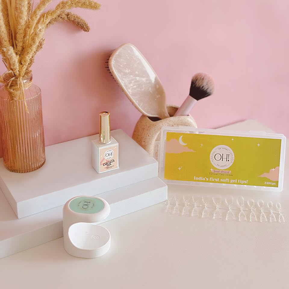 Beginner Gel Nail Extension Kit | Includes HEMA/ TPO-free Nail Gel Glue, Portable Mini Lamp and 240 Pre-Etched Clear Soft Gel Tips | Soak off removal technology (clear, medium, Round)-image-37