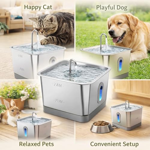 Fuente automática para agua de gato acero inoxidable 3.5L miniatura 4