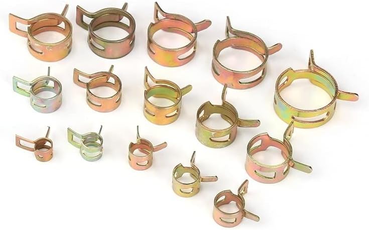 165PCS Zinc Plated 6-22mm Spring Fuel Oil Water Hose Clip Pipe Tube for Band Clamp Metal Fastener Assortment Kit
