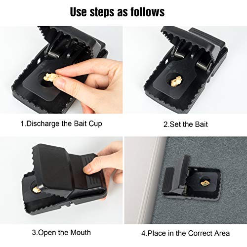 Wanqueen Mouse Trap-12Pcs, Mice Traps with Bait Cup, Rat Killer & Mouse Catcher, Reusable, Effective Quick Response for Indoor and Outdoor