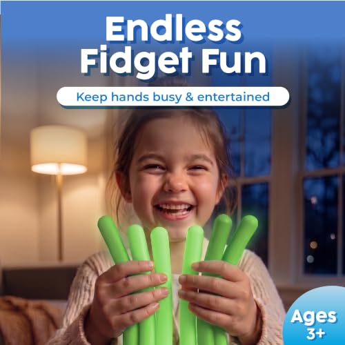 Image of BUNMO Sensory Toys Stretchy Strings for Toddlers 3+ - Vibrant & Stretchy Fidget Toys for Kids - Hours of Fun for Kids - Non-Mouthable Toy 3+ - Glow 6 Pack