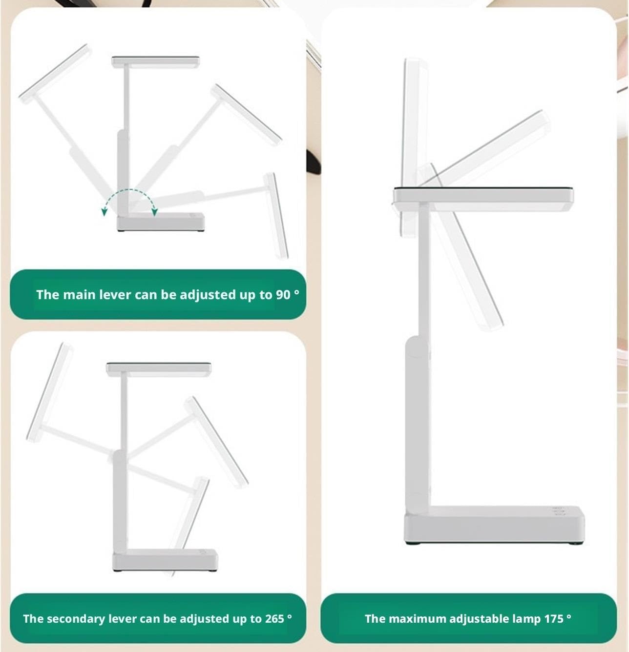Lámpara De Lectura Lámpara De Escritorio Plegable Que Cuida La Vista con Puerto USB Y 3 Temperaturas Color Ajustables para Ojos