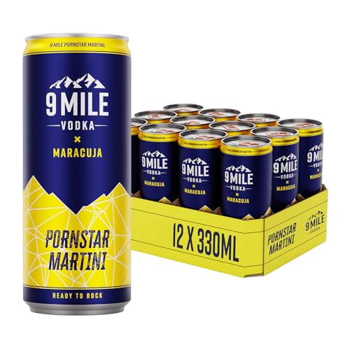 9 MILE Vodka Maracuja Premix – Tray mit 12 x 330 ml Dosen Einweg, Premium Vodka Mixgetränk, 10% Vol. Alkohol und...
