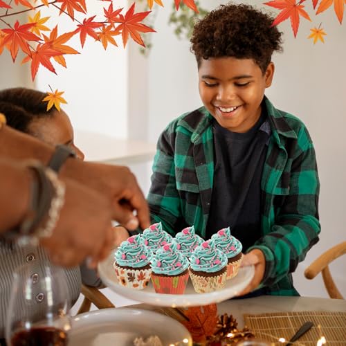 Image of 600 Pack Fall Cupcake Liners Thanksgiving Cupcake Wrappers Disposable Baking Cups Muffin Liners for Birthday Party Fall Themed Party Supply Decor (12 Styles)