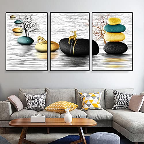 Impression moderne triptyque abstrait 50x70cm sans cadre salon - 2