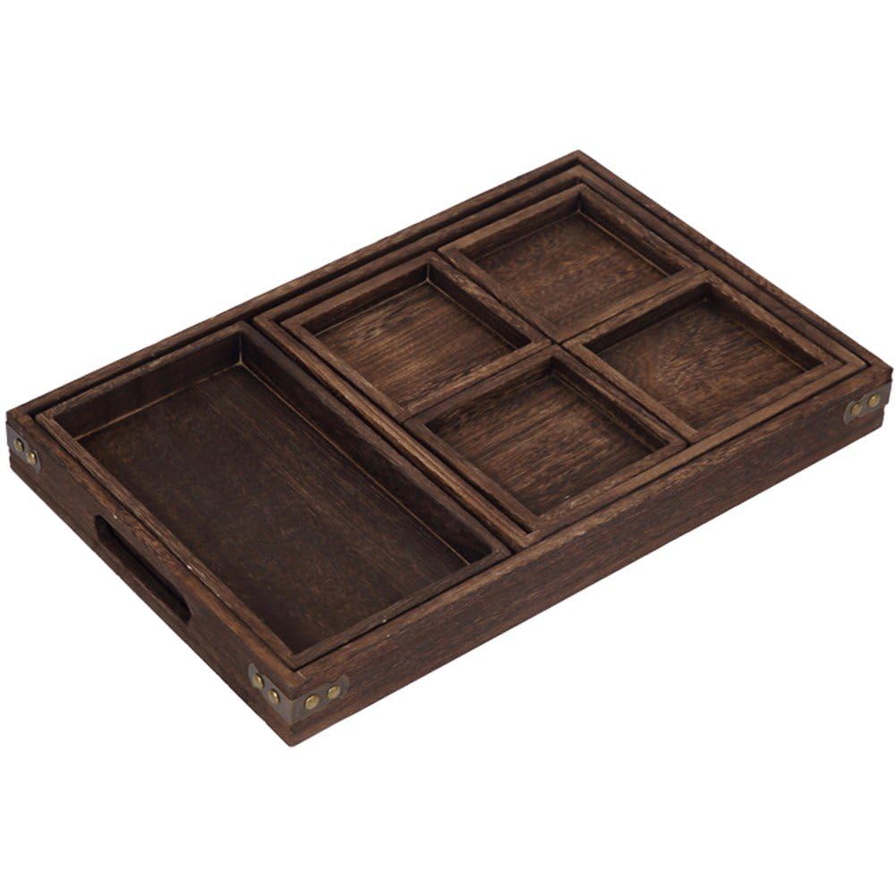 Assiette À Thé en Bois Assiette De Petit Déjeuner Vintage Plateau De Service Rectangulaire Accessoires De Thé Japonais pour Nourriture Thé Boissons Au Café