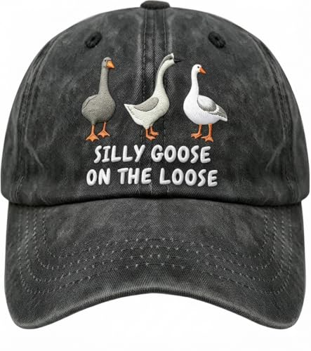 Image of Funny Goose Hat Silly Goose On The Loose Hat Men Baseball Hats Funny Cap