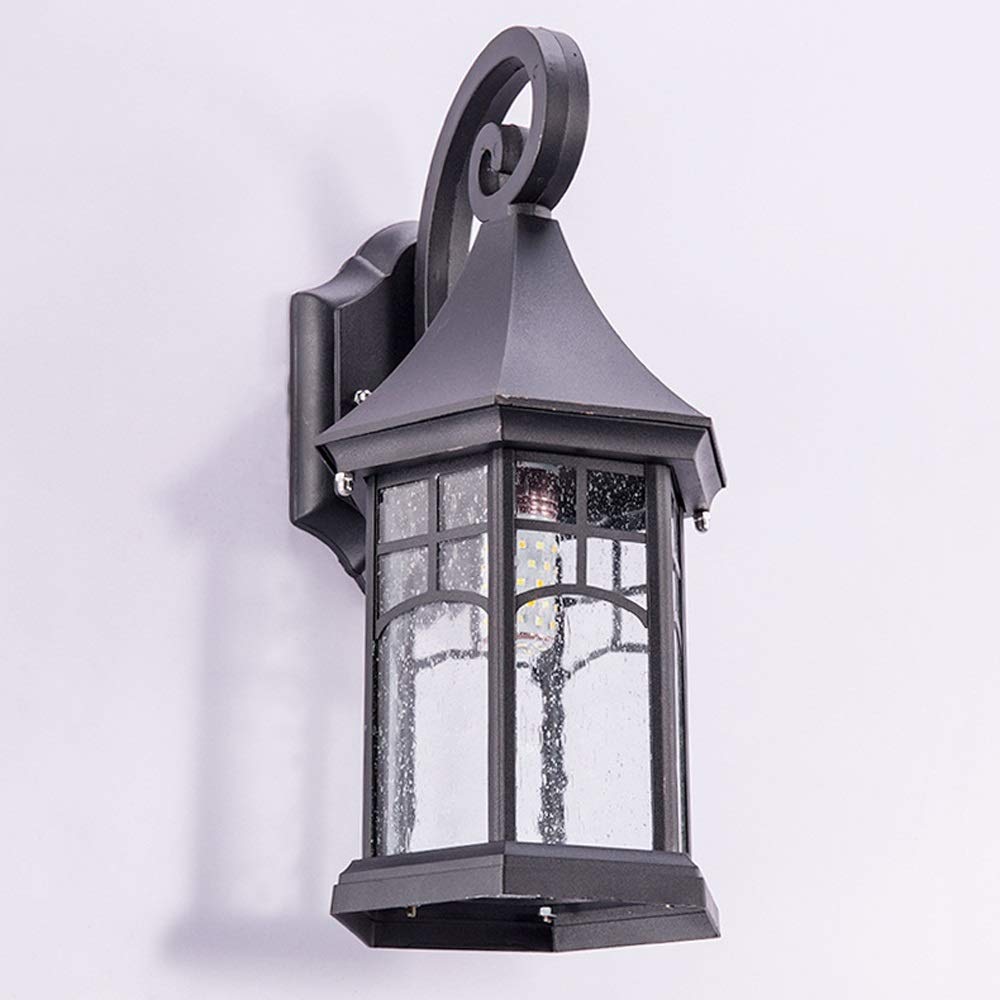 Applique Murale d'extérieur pour lampadaire, Applique Murale de Jardin décorative Noire Mate, Lanterne étanche à la poussière, Lampe Murale en Aluminium moulé E27, a(