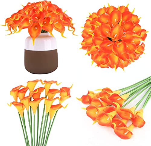 Image of TIED RIBBONS 10 Pcs Artificial Calla Lily Flowers Bunch for Vase&Flower Pots (33 Cm Each, Multi) Home Decor Item for Living Room Centerpiece Corner Table Decorations (Pot Not Included) - Silk