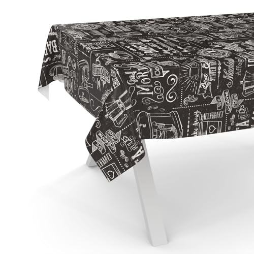 Toile cirée noire imperméable ANRO nappe de table extérieure lavable - 2