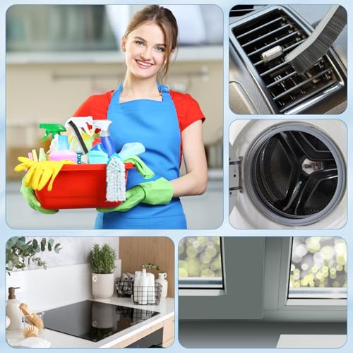 Image of PATIKIL Hard Bristle Crevice Cleaning Brush, 3Pcs Multifunctional Gap Cleaning Brush Corner Cleaning Brushes Tool for Little Corner Kitchen Bathroom Toilet Windows, Grey Black
