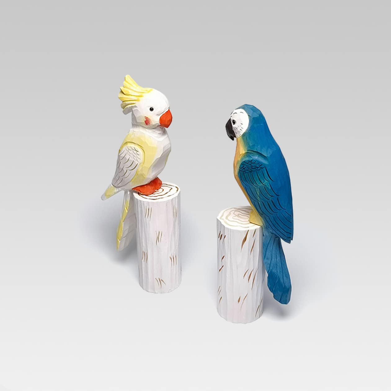 Amazon.co.jp: 鳥の木製置物 インコ 鳥の彫刻 タイプ 木製彫刻