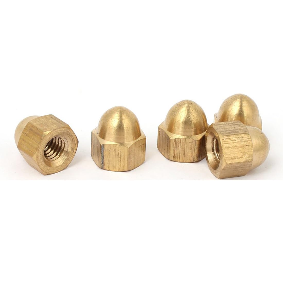 TA-VIGOR M6 Female Thread Nut DIN1587, Hex Acorn Cap Nuts for Thread Protection, Decorative Brass Hexagon Nuts for Furniture, Railings & DIY, 5 Pack